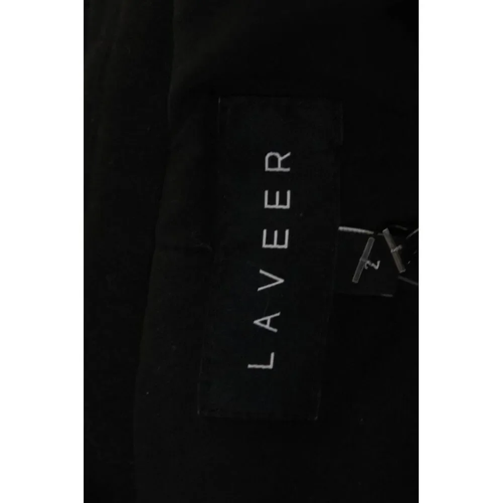 Laveer Women Black Paisley Wool Blazer Collared Button Long Sleeve Size 2